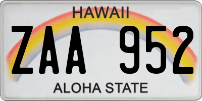 HI license plate ZAA952