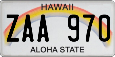 HI license plate ZAA970