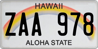 HI license plate ZAA978