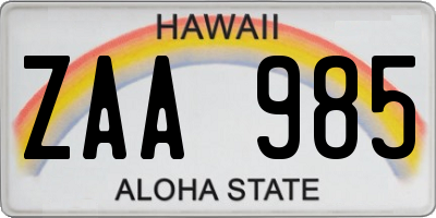 HI license plate ZAA985