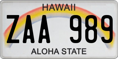 HI license plate ZAA989