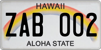 HI license plate ZAB002