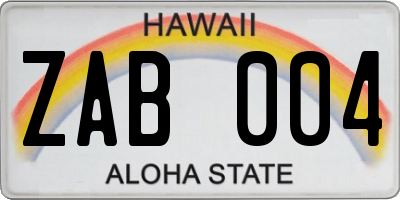 HI license plate ZAB004