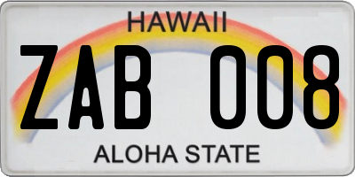 HI license plate ZAB008