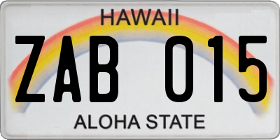 HI license plate ZAB015