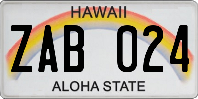 HI license plate ZAB024