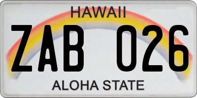 HI license plate ZAB026