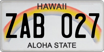 HI license plate ZAB027
