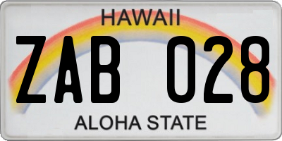 HI license plate ZAB028