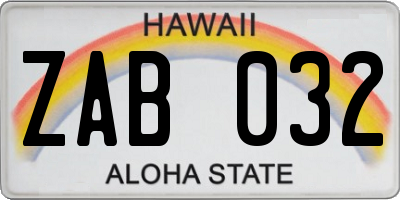 HI license plate ZAB032