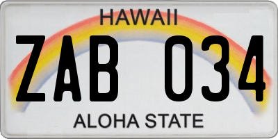 HI license plate ZAB034