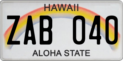 HI license plate ZAB040