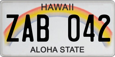 HI license plate ZAB042