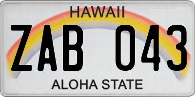 HI license plate ZAB043