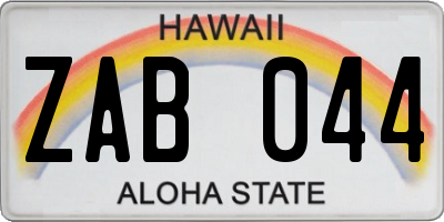 HI license plate ZAB044