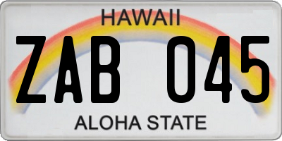 HI license plate ZAB045