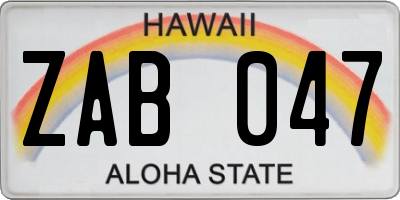 HI license plate ZAB047