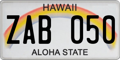 HI license plate ZAB050