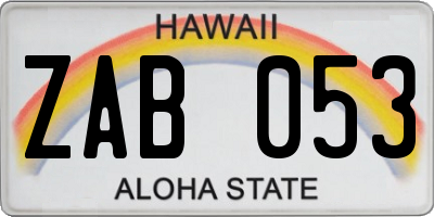 HI license plate ZAB053