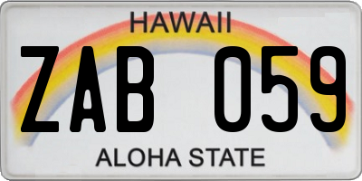 HI license plate ZAB059