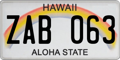 HI license plate ZAB063