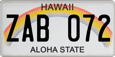 HI license plate ZAB072
