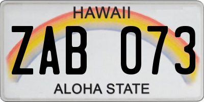 HI license plate ZAB073