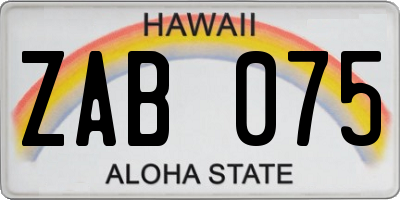 HI license plate ZAB075
