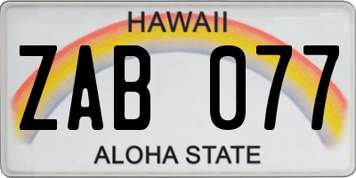 HI license plate ZAB077