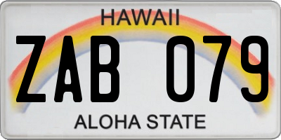 HI license plate ZAB079