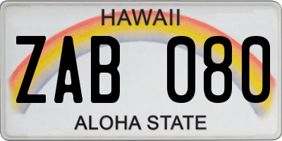 HI license plate ZAB080