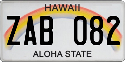 HI license plate ZAB082