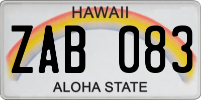 HI license plate ZAB083