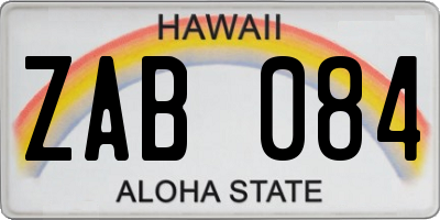 HI license plate ZAB084