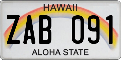 HI license plate ZAB091