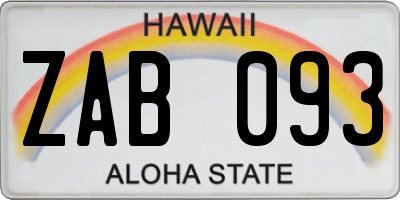 HI license plate ZAB093