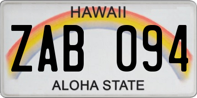 HI license plate ZAB094