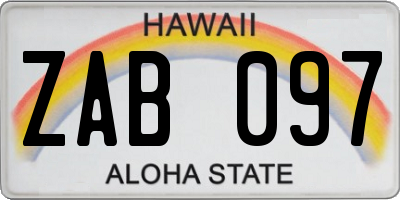HI license plate ZAB097