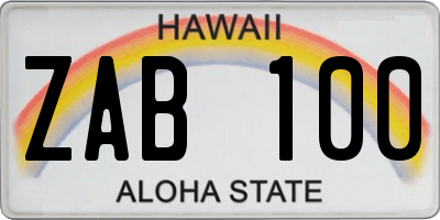 HI license plate ZAB100