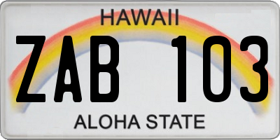 HI license plate ZAB103