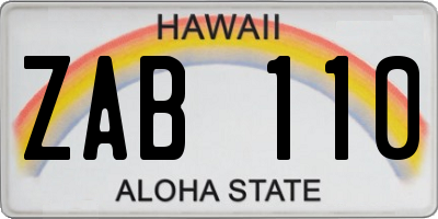 HI license plate ZAB110