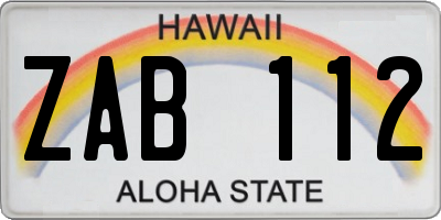 HI license plate ZAB112