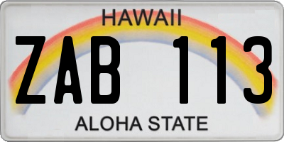 HI license plate ZAB113