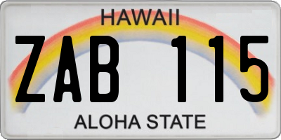 HI license plate ZAB115