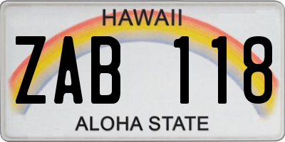 HI license plate ZAB118