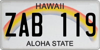 HI license plate ZAB119