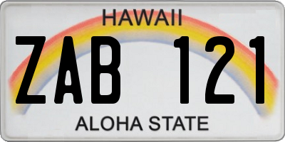 HI license plate ZAB121