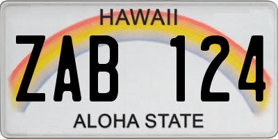 HI license plate ZAB124