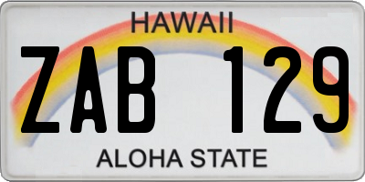 HI license plate ZAB129