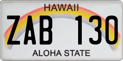 HI license plate ZAB130